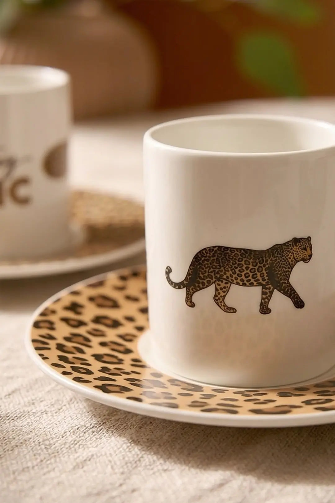 Kitchen Life 12 Parça 6 Kişilik Porselen Leopar Kahve Fincan Takımı 100 ml
