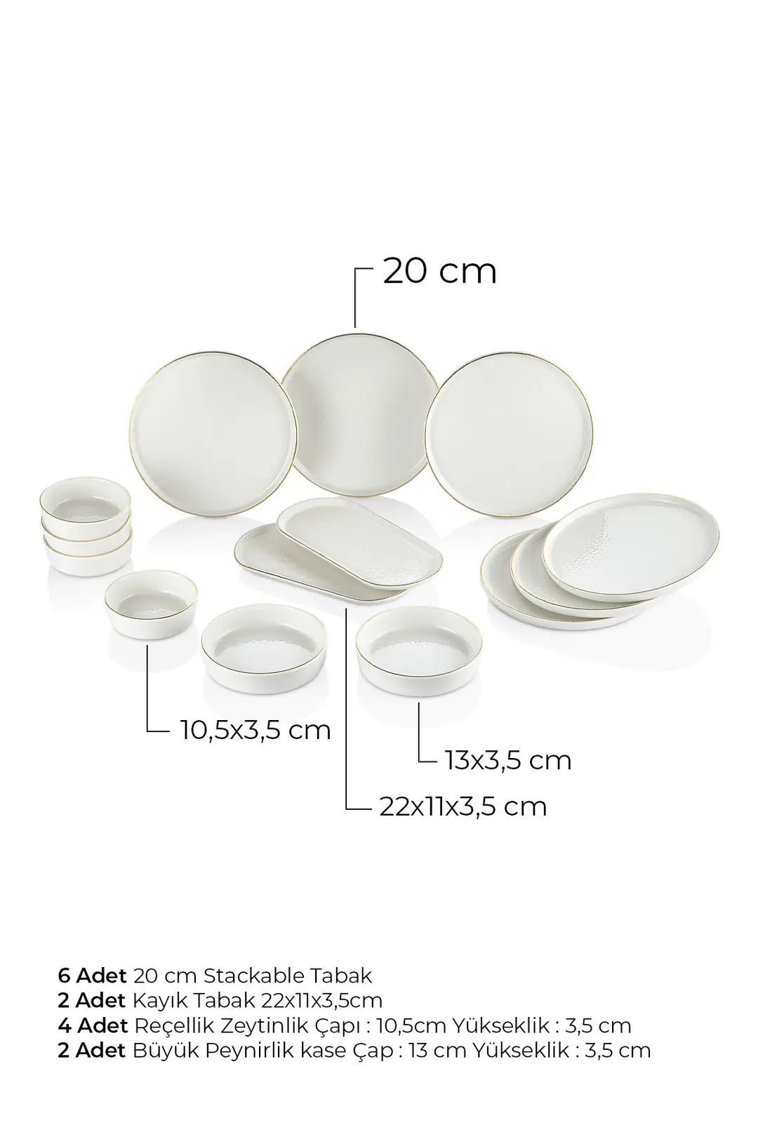 Kitchen Life 14 Parça 6 Kişilik Altın Yaldızlı Kahvaltı Takımı Caotıc Gold -Lüx Kahvaltılık Sunum Seti Tabağı