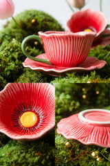 Kitchen Life 4 Parça 2 Kişilik Flower And Petal Porselen Kahve Fincan Takımı 90 ml