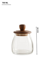 Kitchen Life 3 Boy Ahşap Kapaklı Vakumlu Borosilikat Cam Kavanoz Baharatlık (500 ml,700 ml,1200 ml)