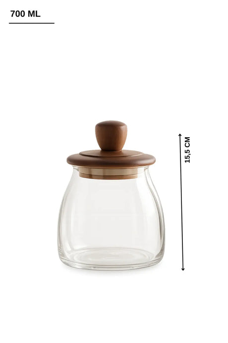 Kitchen Life 3 Pot à épices en verre borosilicaté sous vide avec couvercle en bois pour garçon (500 ml, 700 ml, 1200 ml)