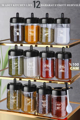 Kitchen Life 12 Adet Kapağı Kendinden Kaşıklı Baharatlık Seti - 300 ml