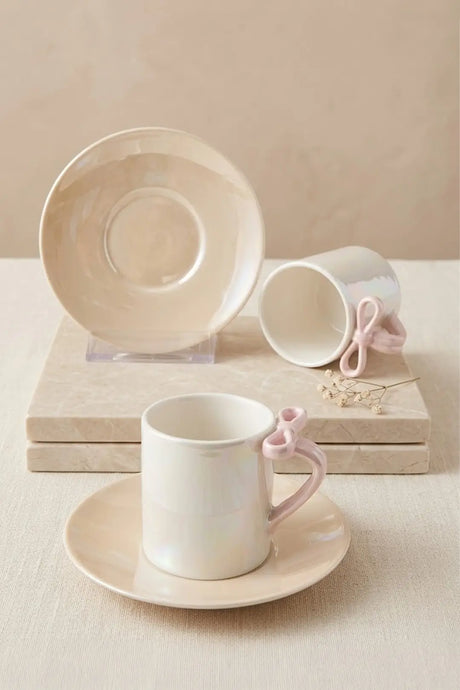 Kitchen Life Fiyonk 4 Parça 2 Kişilik Porselen Kahve Fincan Takımı 100 ml
