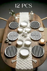 Kitchen Life 12 Parça 6 Kişilik Stackable Evil Eyes Kahvaltı Takımı - Lüx Kahvaltılık Sunum Tabağı Seti
