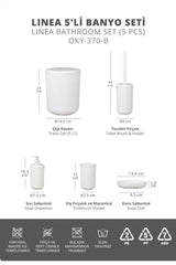 Kitchen Life Linea Kırık Beyaz Çizgili Yuvarlak Banyo Seti