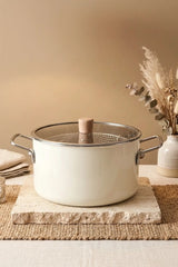 Kitchen Life Terra Cook Ahşap Kulplu,Paslanmaz Saplı Siyah Süzgeçli Emaye Kızartma Tenceresi 22 cm (Copie)