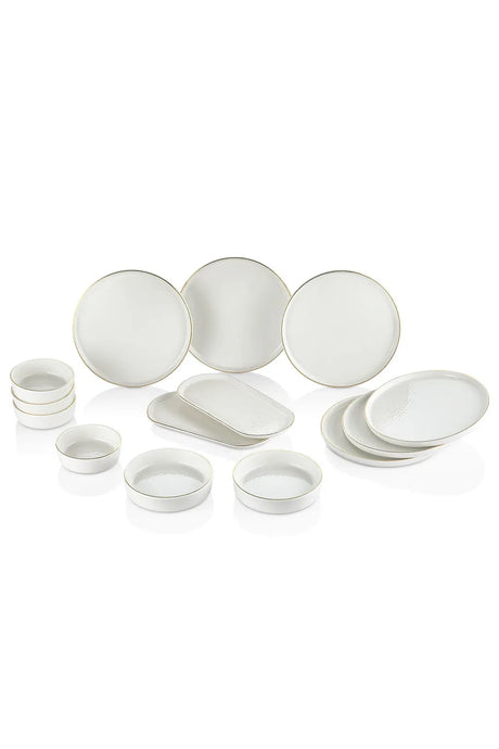 Kitchen Life 14 Parça 6 Kişilik Altın Yaldızlı Kahvaltı Takımı Caotıc Gold -Lüx Kahvaltılık Sunum Seti Tabağı