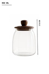 Kitchen Life 3 Boy Ahşap Kapaklı Vakumlu Borosilikat Cam Kavanoz Baharatlık (500 ml,700 ml,1200 ml)