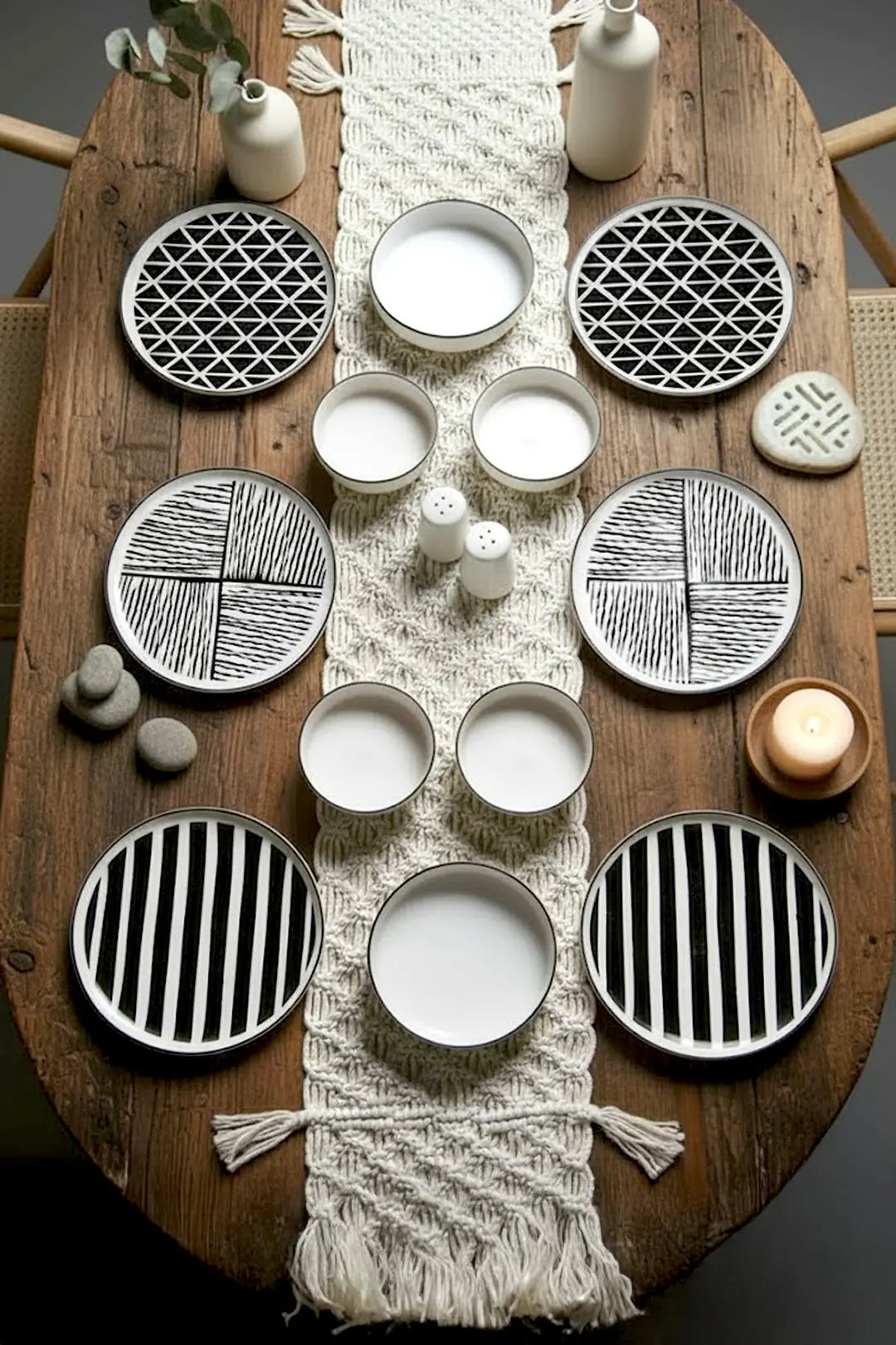 Kitchen Life 12 Parça 6 Kişilik Stackable Evil Eyes Kahvaltı Takımı - Lüx Kahvaltılık Sunum Tabağı Seti