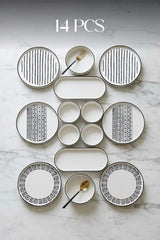 Kitchen Life 14 Parça 6 Kişilik Stackable Sio Savior Kahvaltı Takımı - Lüx Kahvaltılık Sunum Seti Tabağı