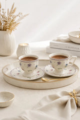 Kitchen Life Queen Rebecca 4 Parça 2 Kişilik Porselen Kahve Fincan Takımı 100 ml