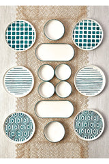 Kitchen Life 14 Parça 6 Kişilik Neometric Stackable Kahvaltı Takımı - Kahvaltılık Sunum Tabağı