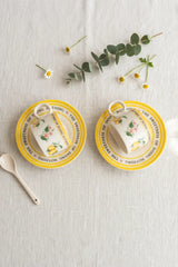 Kitchen Life 4 Parça 2 Kişilik Flower And Lemon Porselen Kahve Fincan Takımı 100 ml