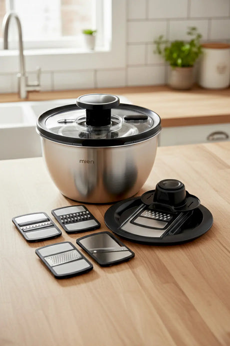 Kitchen Life Mıen 11 Parça Profesyonelia Rendeli Karıştırma ve Salata Kurutucu Saklama Kabı Full Hazırlık Seti
