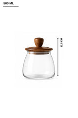 Kitchen Life 3 Boy Ahşap Kapaklı Vakumlu Borosilikat Cam Kavanoz Baharatlık (500 ml,700 ml,1200 ml)