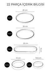 Kitchen Life 22 Parça 12 Kişilik Greentree Stackable Kahvaltı Takımı - Lüx Kahvaltılık Sunum Seti Tabağı