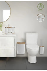 Kitchen Life Yapışkanlı Gerçek Bambu Beyaz 6'lı Safir Banyo Seti