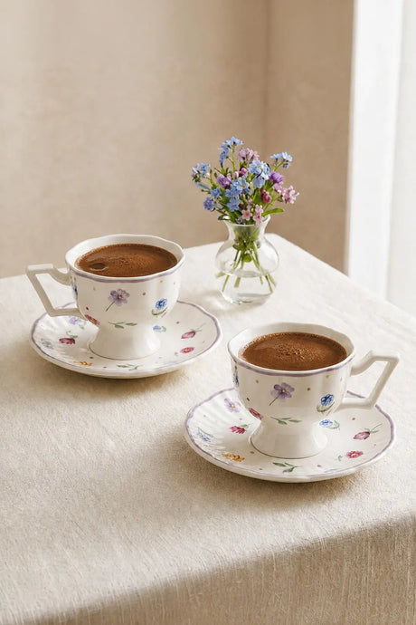 Kitchen Life Queen Rebecca 4 Parça 2 Kişilik Porselen Kahve Fincan Takımı 100 ml