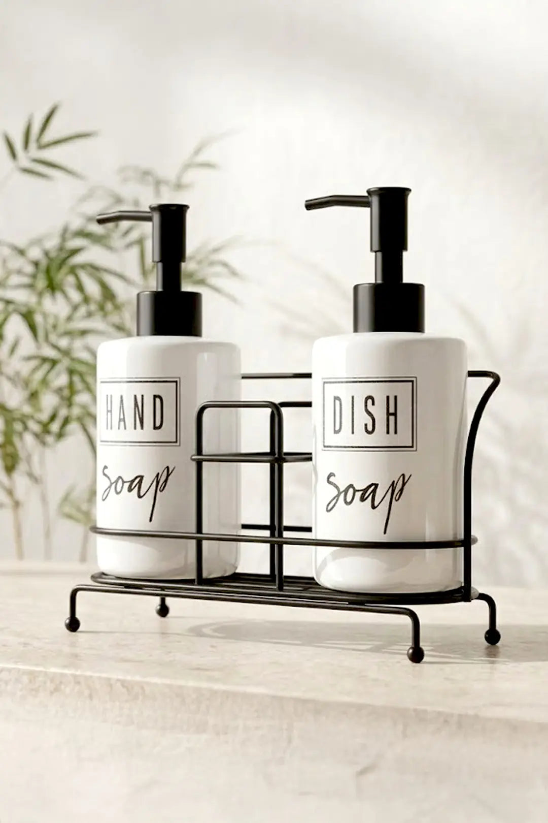 Kitchen Life 2'li Tezgah Üstü Metal Standlı Sünger Hazneli Sabunluk Seti 500 ml-Mutfak Sabunluk Seti
