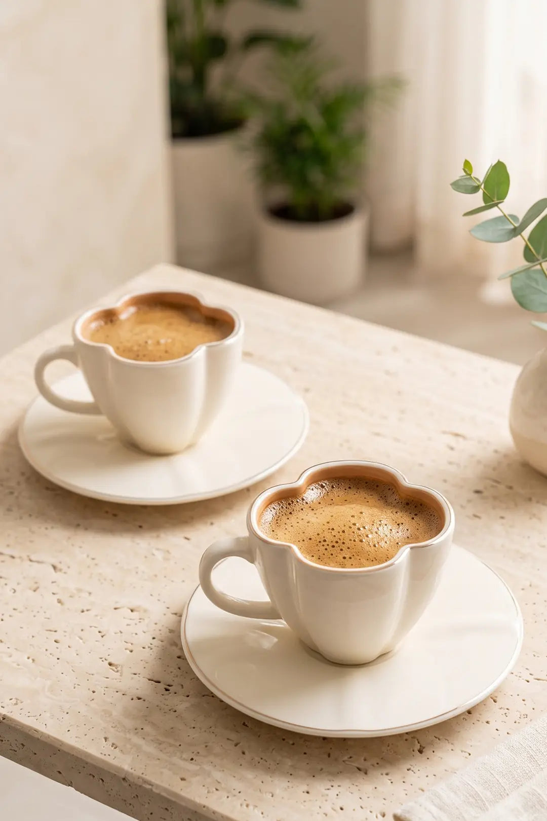 Kitchen Life 4 Parça 2 Kişilik Altın Yaldızlı Porselen Kahve Fincanı 100 ml