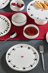 Kitchen Life Premium 11 Parça Black Hearts Ayaklı Sunum Standlı Kahvaltı Takımı - Handmade Kalpli Kahvaltı Takımı