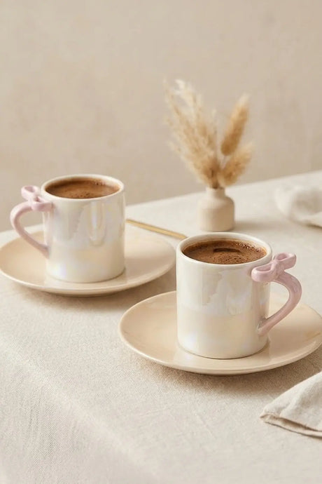 Kitchen Life Fiyonk 4 Parça 2 Kişilik Porselen Kahve Fincan Takımı 100 ml