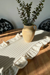 Fırfırlı Çizgili Runner - Açık Kahve - 40 x 140