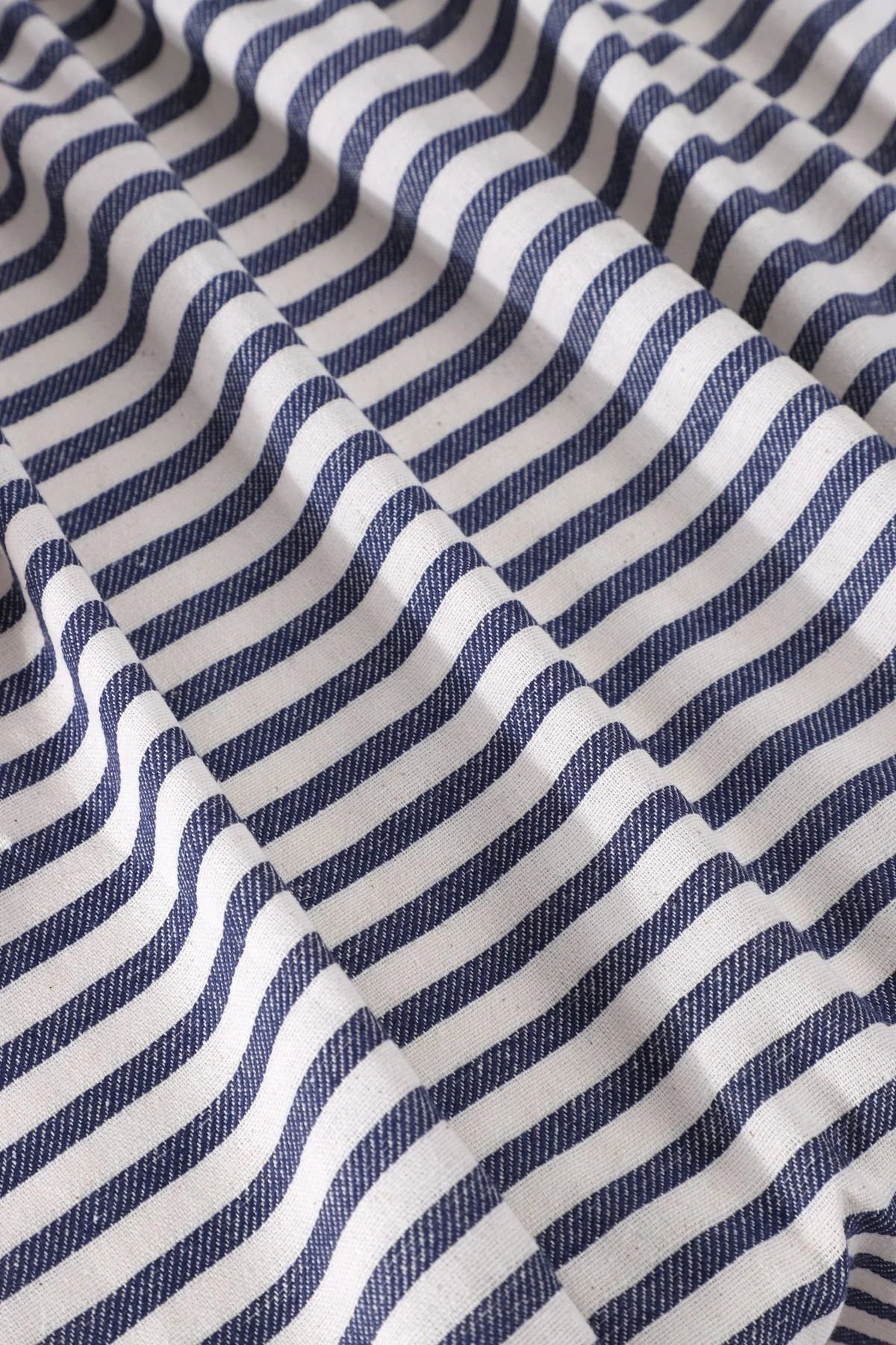 Lacivert Çizgili Keten Masa Örtüsü - Lacivert - 110 x 160