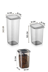 Kitchen Life 18'li Etiketli Kare Erzak Saklama Kabı ve Kaşıklı Baharatlık Seti - (1750ml + 1200ml + 450 ml)