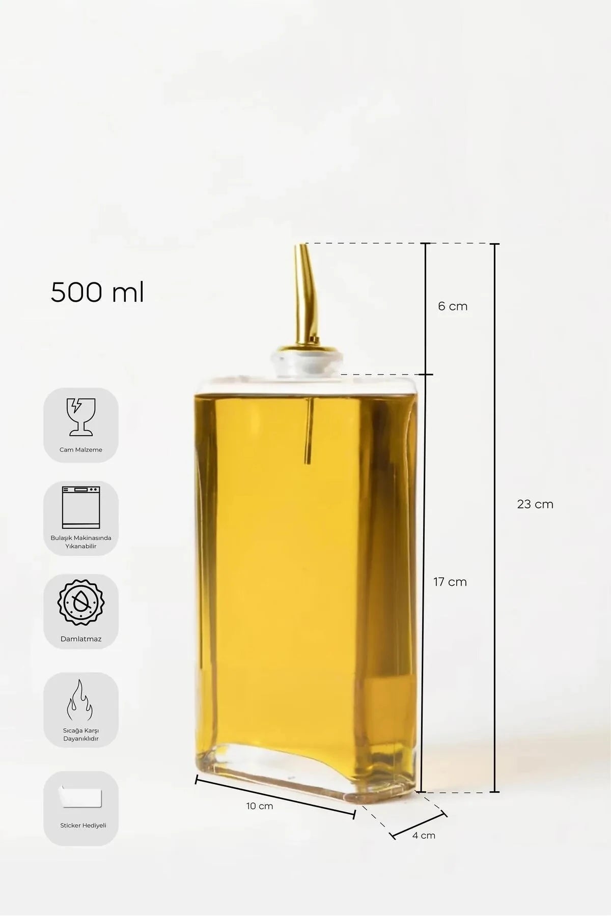 PEROTTİ Molivet 3'lü Gold Kapak Cam Yağdanlık Sosluk Sirkelik 350-500-750 ml