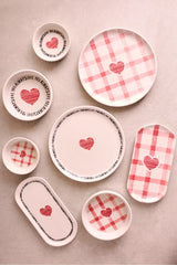 PEROTTİ Hearts 14 Parça 6 Kişilik Kalpli Seramik Stackable Kahvaltı Seti Sunum Tabağı