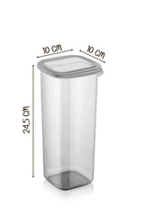 PEROTTİ Outlet Locky Şeffaf 12'li 1750 ml Kare Erzak Saklama Kabı