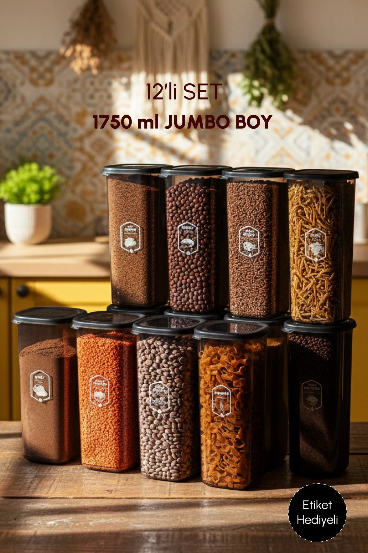 PEROTTİ Outlet Locky Şeffaf 12'li 1750 ml Kare Erzak Saklama Kabı