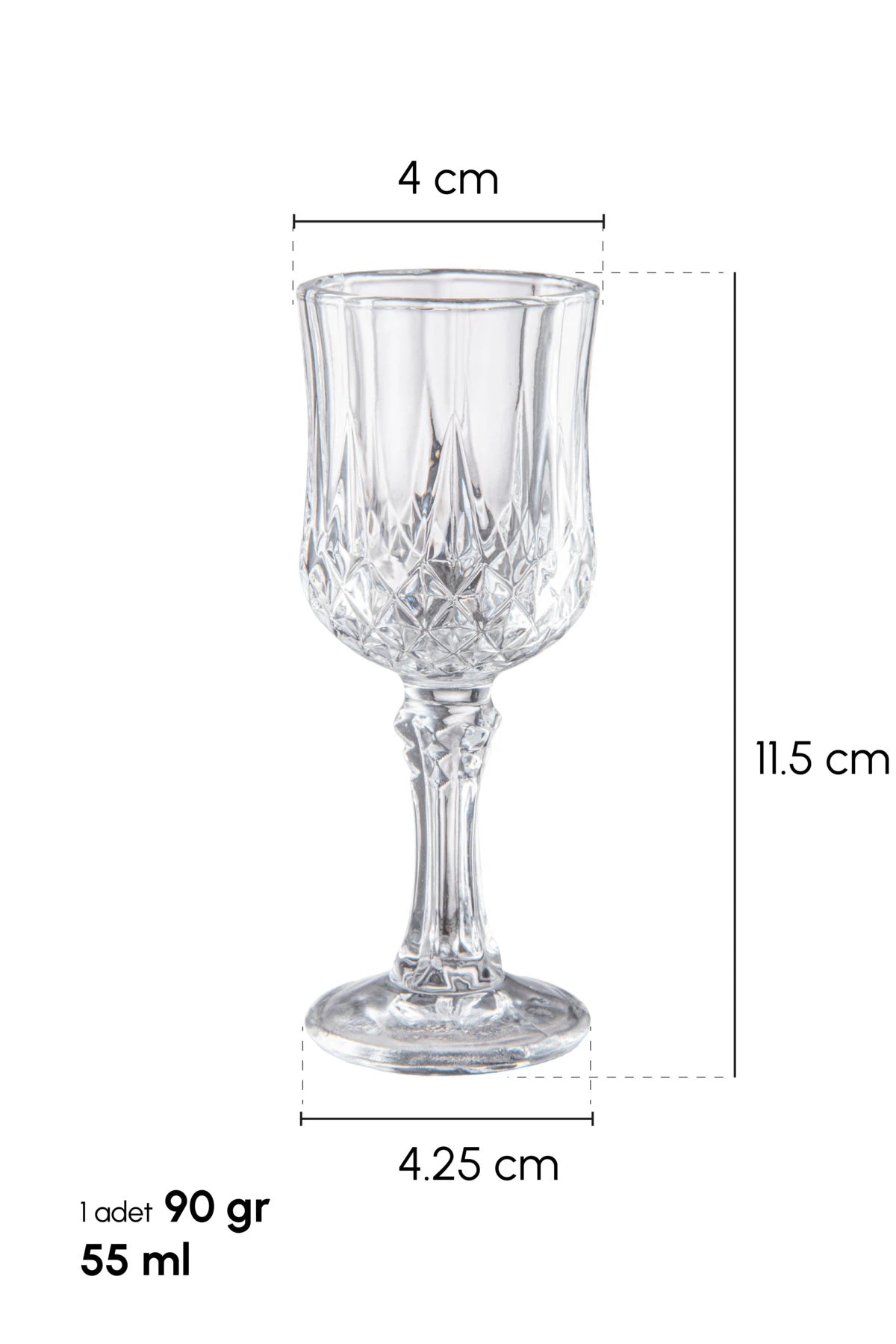 PEROTTİ Capone Crystal Cam 6'lı Kahve Yanı Bardak 55 ml