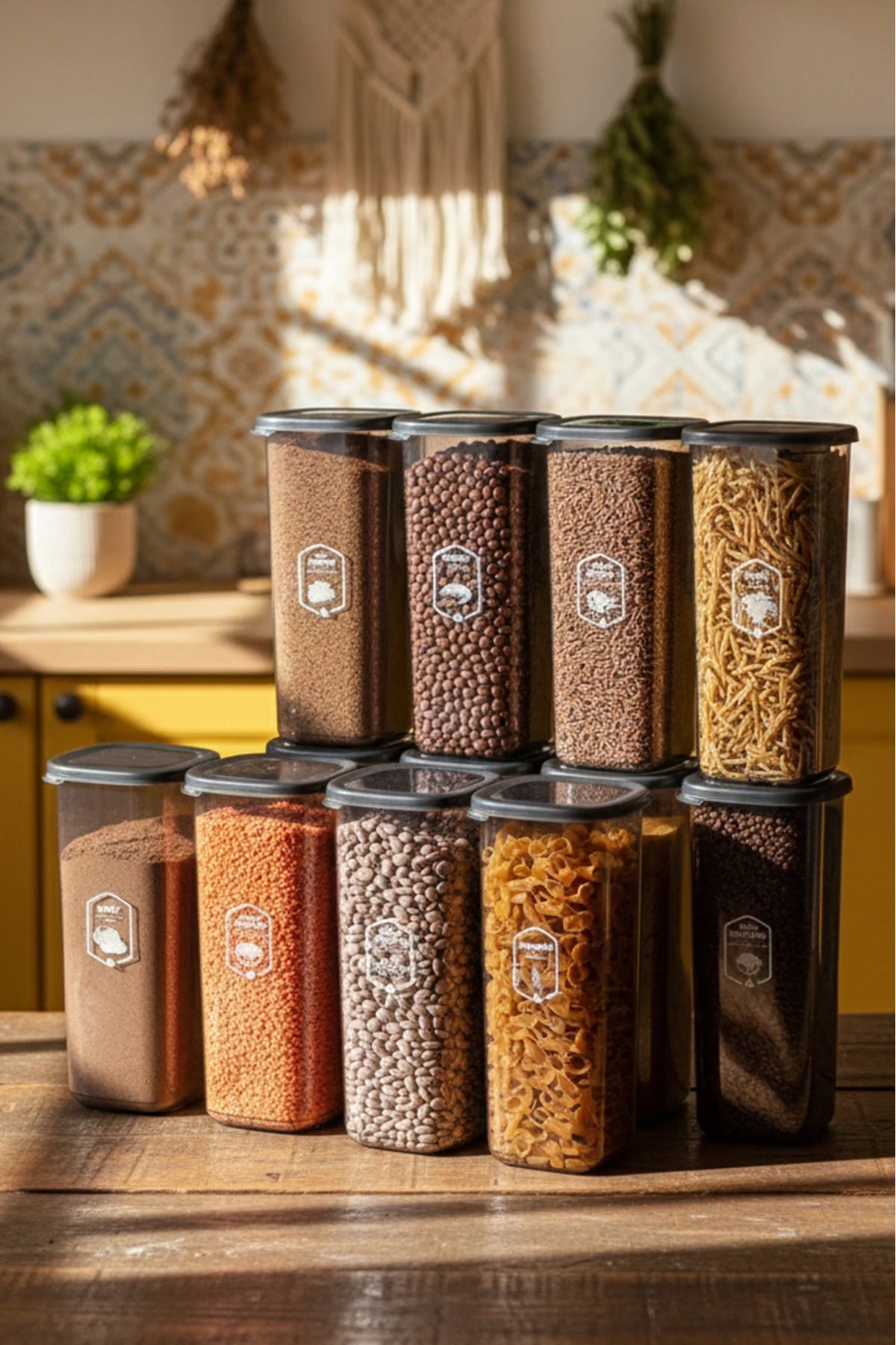 PEROTTİ Outlet Locky Şeffaf 12'li 1750 ml Kare Erzak Saklama Kabı