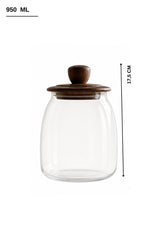 Kitchen Life 3 Boy Ahşap Kapaklı Vakumlu Borosilikat Cam Kavanoz Baharatlık (500 ml,700 ml,1200 ml)