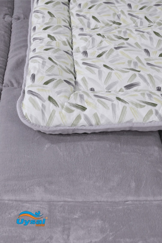 Uysal Home Kadife Yorgan %100 Pamuklu Gri Battal Boy