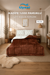 Uysal Home Kadife Yorgan %100 Pamuklu Kahverengi Çift Kişilik