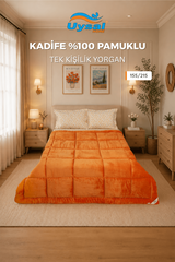 Uysal Home Kadife Yorgan %100 Pamuklu Turuncu Tek Kişilik