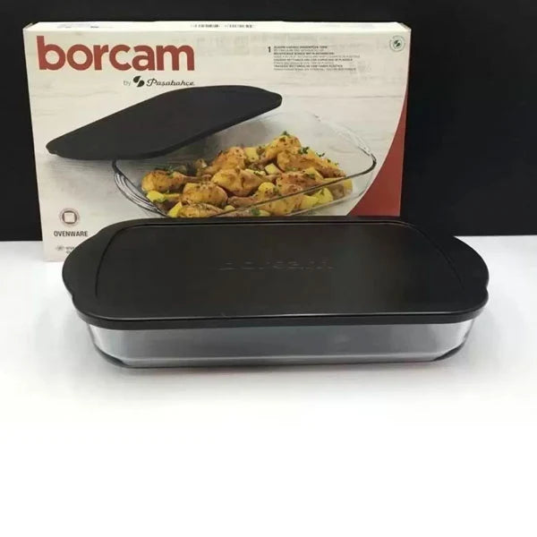 Paşabahçe Dikdörtgen Plastik Kapaklı Borcam 3850 cc 40 x 25 cm  (59124)