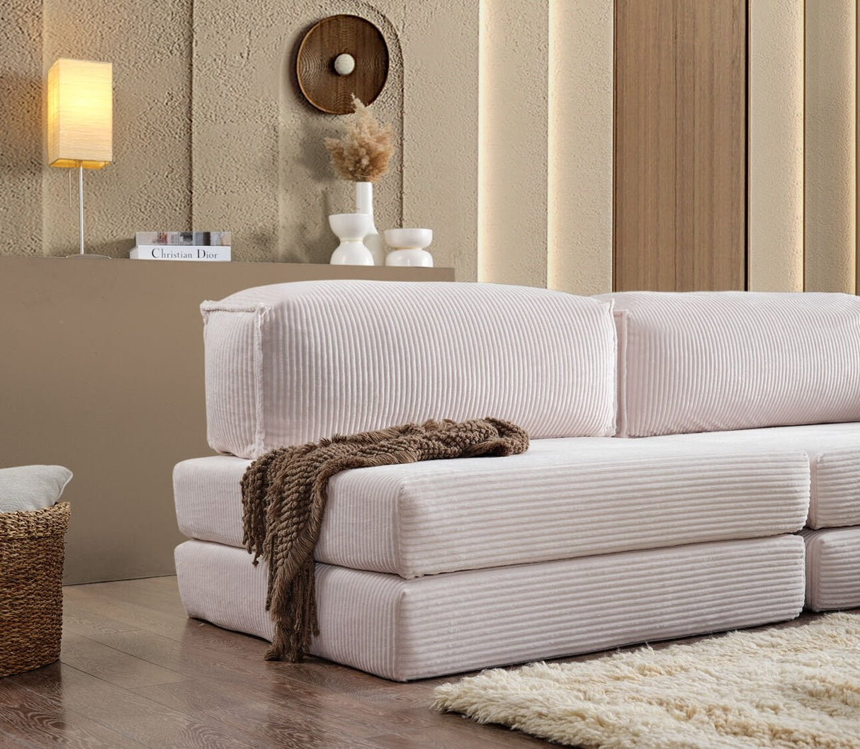 Doqu Home - Cosmo Çok Fonksiyonlu Köşe Koltuk Krem