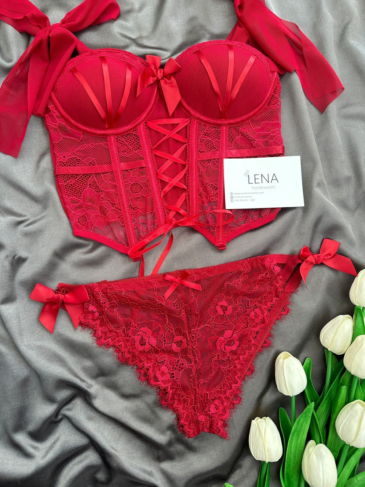 Marliyn Bordo Büstiyer Takımı