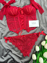 Marliyn Bordo Büstiyer Takımı