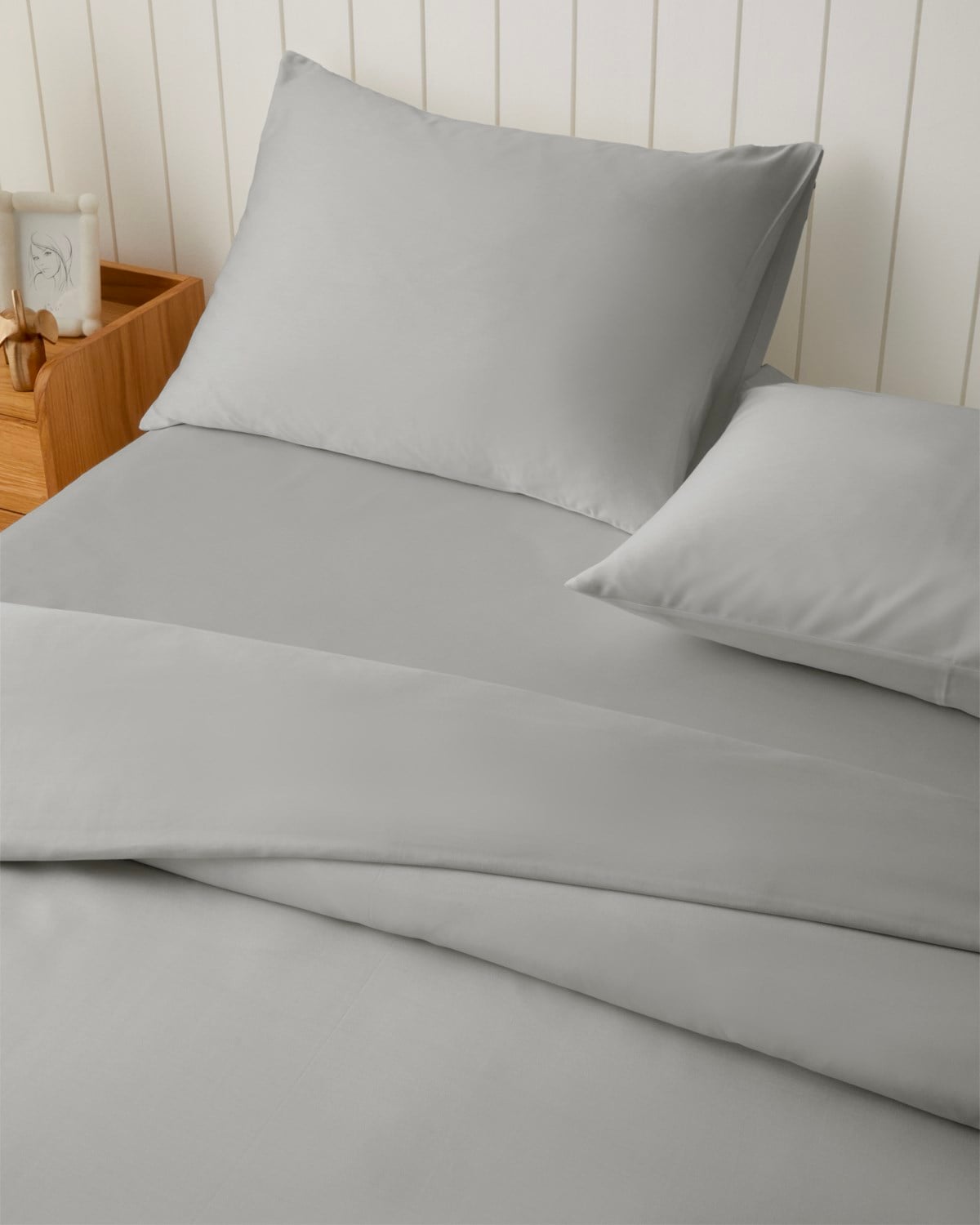 Micell Lyocell Saten Çarşaflı King Size Nevresim Takımı 240x220 cm Açık Gri