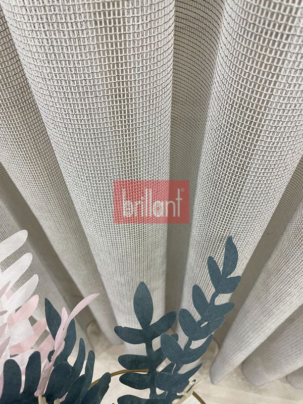 Brillant Perde - Modern Dokulu Örme 1/3 SIK Pile Tül Perde