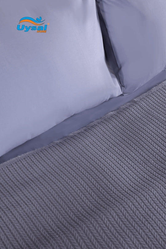 Uysal Home Örgü Pike Takımı %100 Pamuklu Antrasit Çift Kişilik