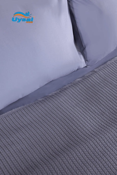 Uysal Home Örgü Pike Takımı %100 Pamuklu Antrasit Çift Kişilik