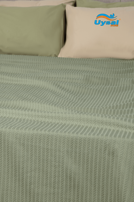 Uysal Home Örgü Pike Takımı %100 Pamuklu Yeşil Çift Kişilik