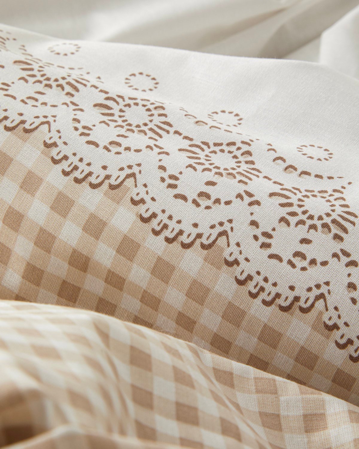 Petite Lace Pamuk Çarşaflı Çift Kişilik Nevresim Takımı 200x220 cm Bej