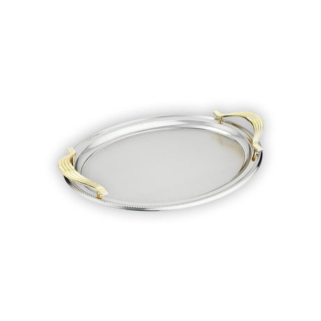 Schafer Ela 2 li Oval Çay Tepsisi-Platin01